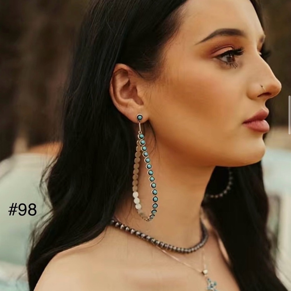 #98 | Large Turquoise Teardrop Shape Post Earrings